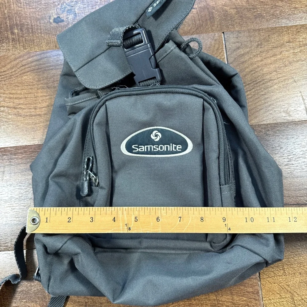 Samsonite Mini Backpack Unisex OS Gray Canvas Drawstring Buckle Utility Bag